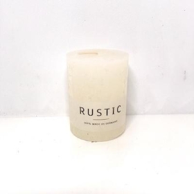 Wool White Rustic Candle 8cm
